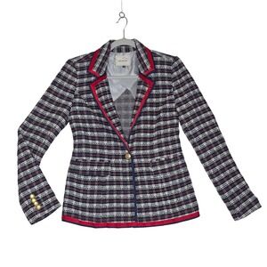 Court & Rowe Navy Red White Plaid Tweed Blazer Gold Button Preppy Jack
et Size 0